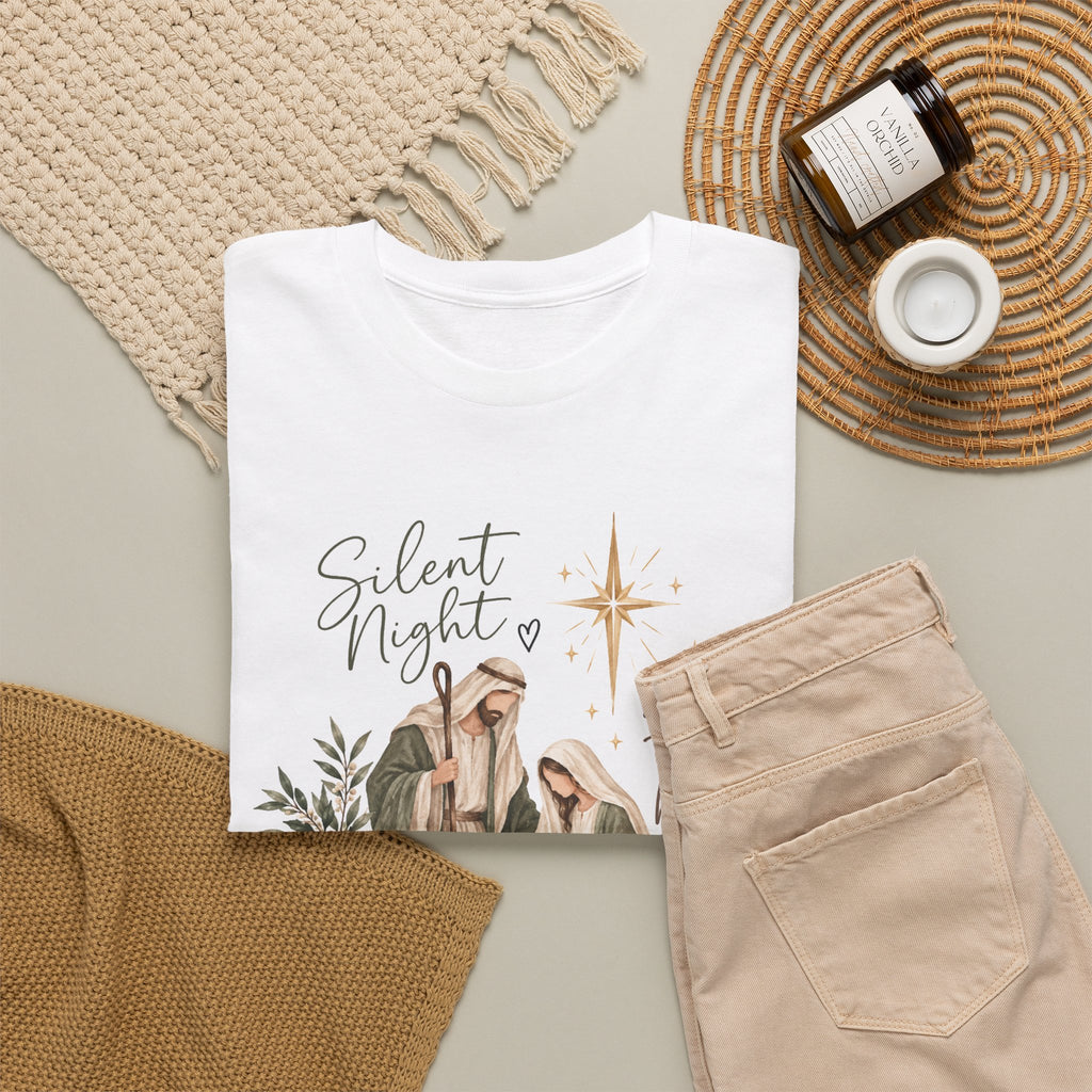 Silent Night Holy Night Nativity Christian Christmas T-Shirt