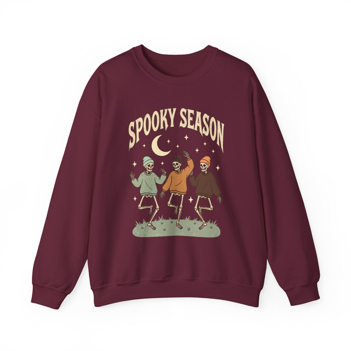 Spooky Season Crewneck Sweatshirt — Dancing Skeletons Halloween Pullover