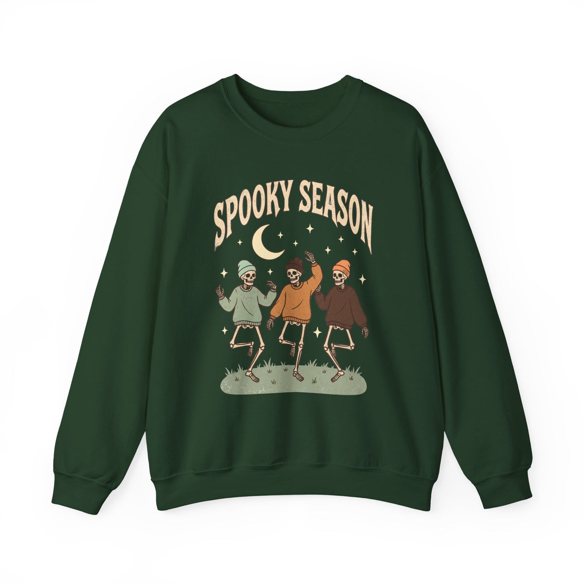 Spooky Season Crewneck Sweatshirt — Dancing Skeletons Halloween Pullover