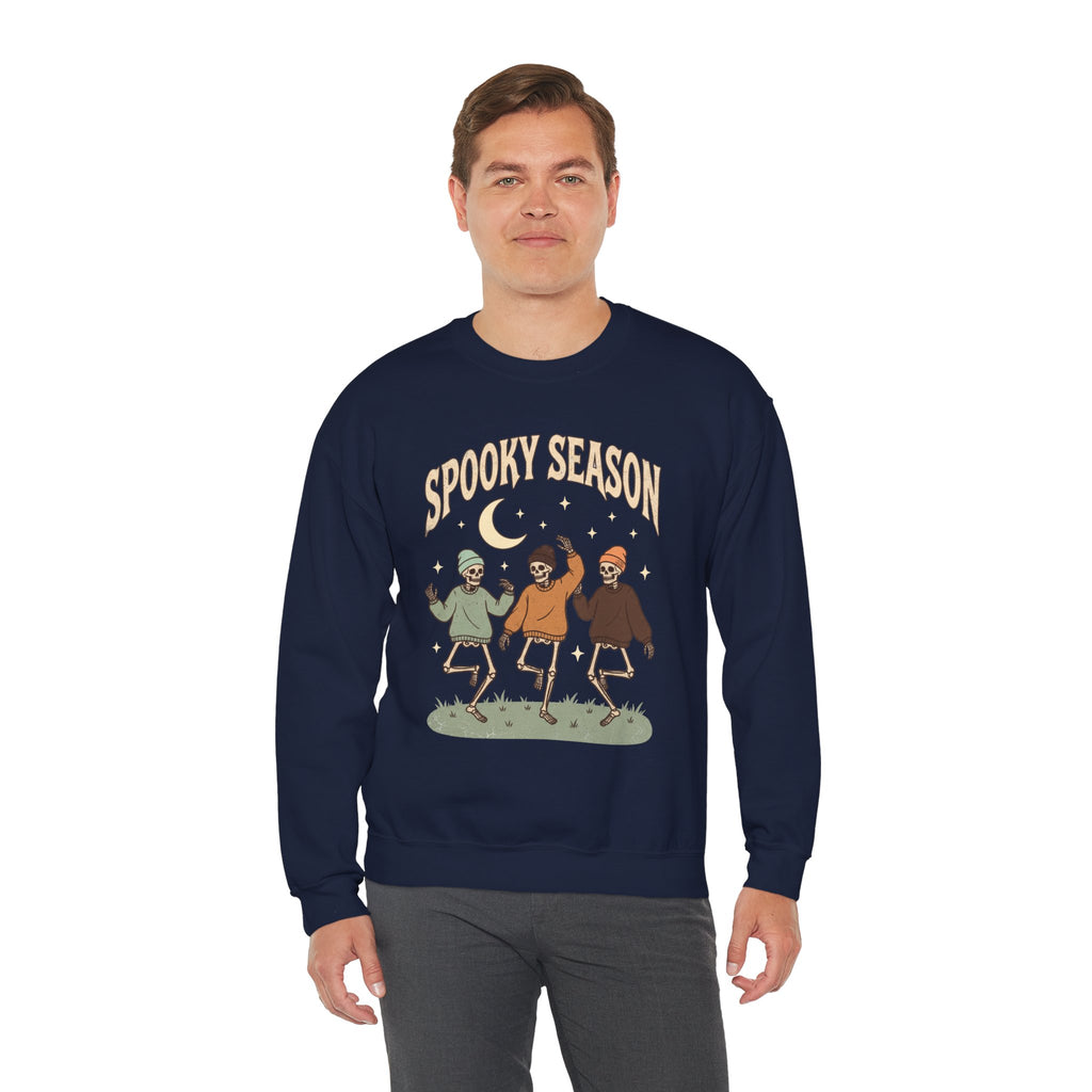 Spooky Season Crewneck Sweatshirt — Dancing Skeletons Halloween Pullover