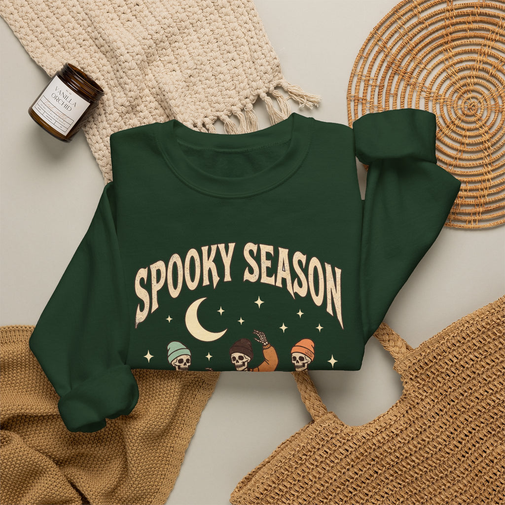 Spooky Season Crewneck Sweatshirt — Dancing Skeletons Halloween Pullover