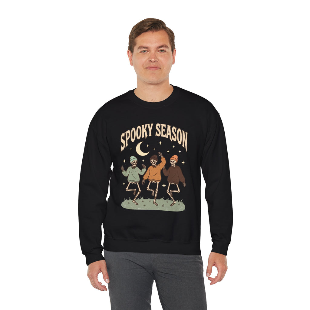 Spooky Season Crewneck Sweatshirt — Dancing Skeletons Halloween Pullover