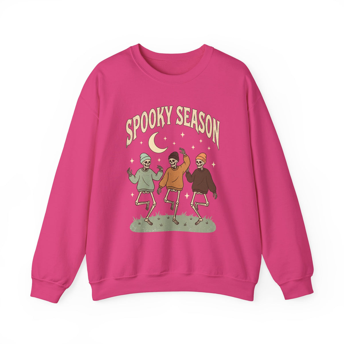 Spooky Season Crewneck Sweatshirt — Dancing Skeletons Halloween Pullover