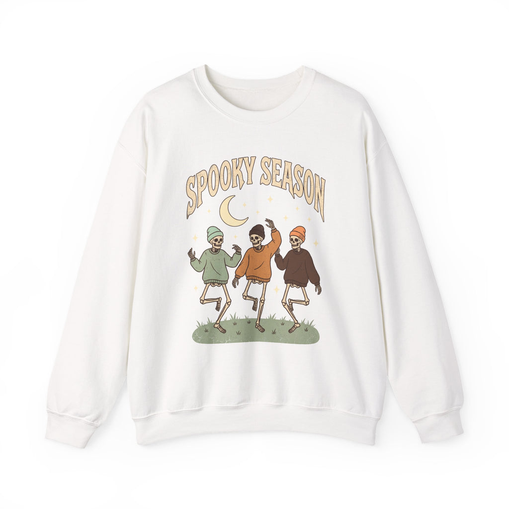 Spooky Season Crewneck Sweatshirt — Dancing Skeletons Halloween Pullover