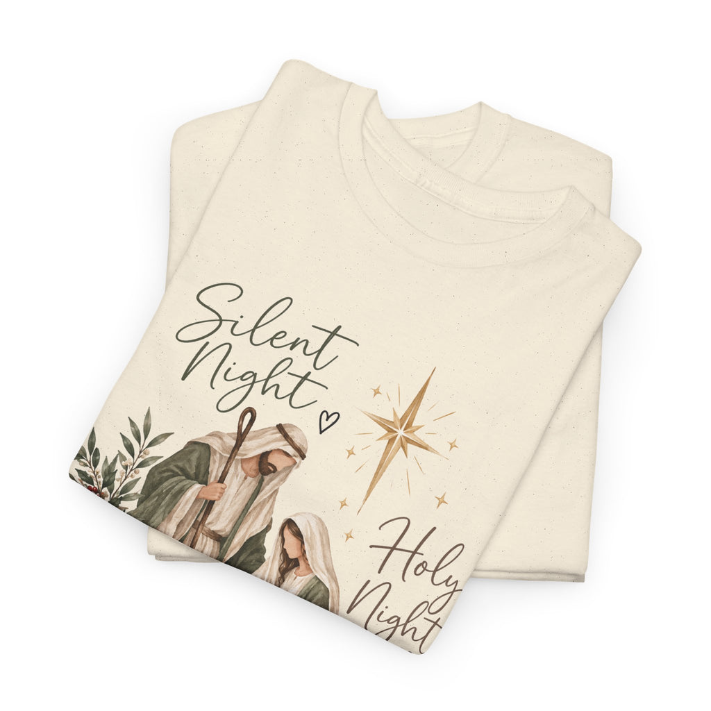 Silent Night Holy Night Nativity Christian Christmas T-Shirt