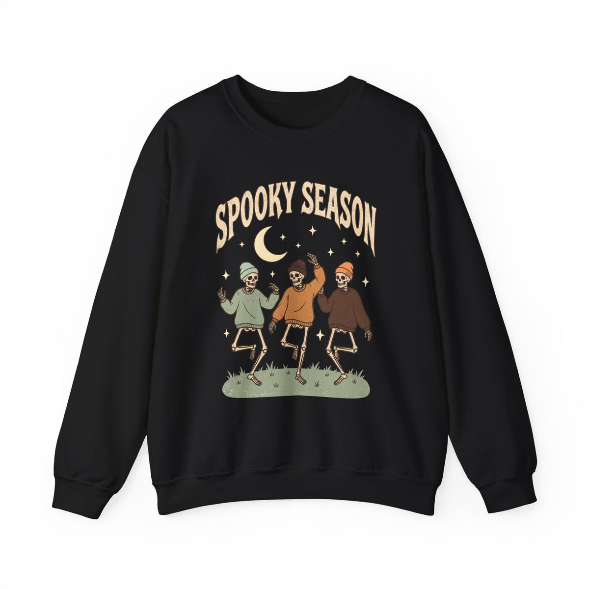 Spooky Season Crewneck Sweatshirt — Dancing Skeletons Halloween Pullover