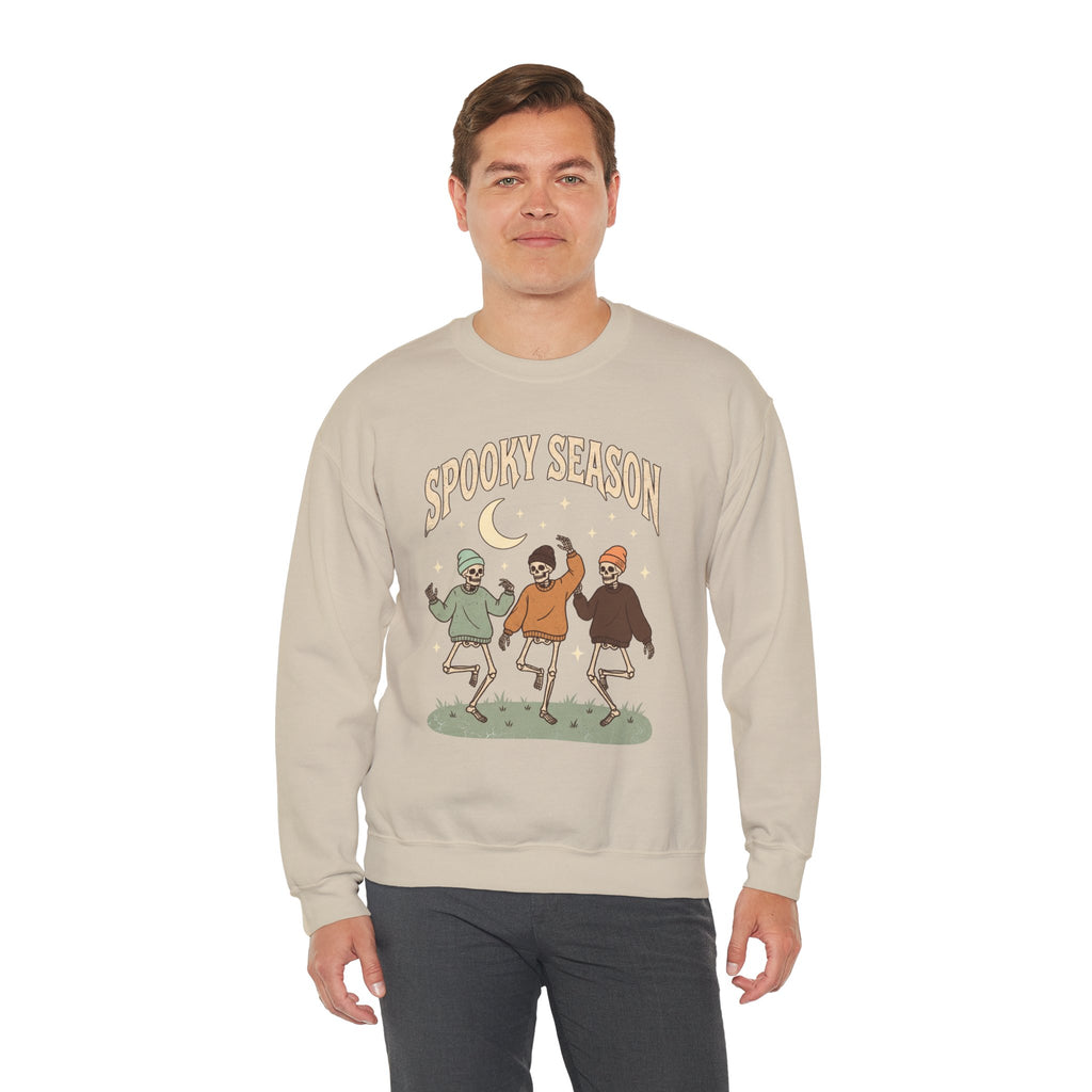 Spooky Season Crewneck Sweatshirt — Dancing Skeletons Halloween Pullover