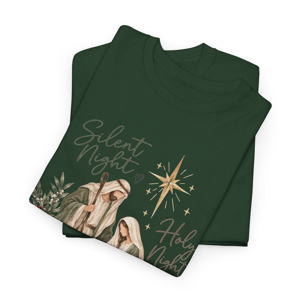 Silent Night Holy Night Nativity Christian Christmas T-Shirt