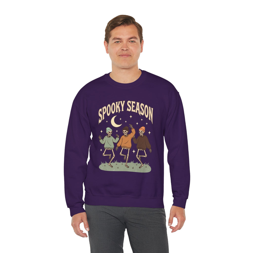 Spooky Season Crewneck Sweatshirt — Dancing Skeletons Halloween Pullover