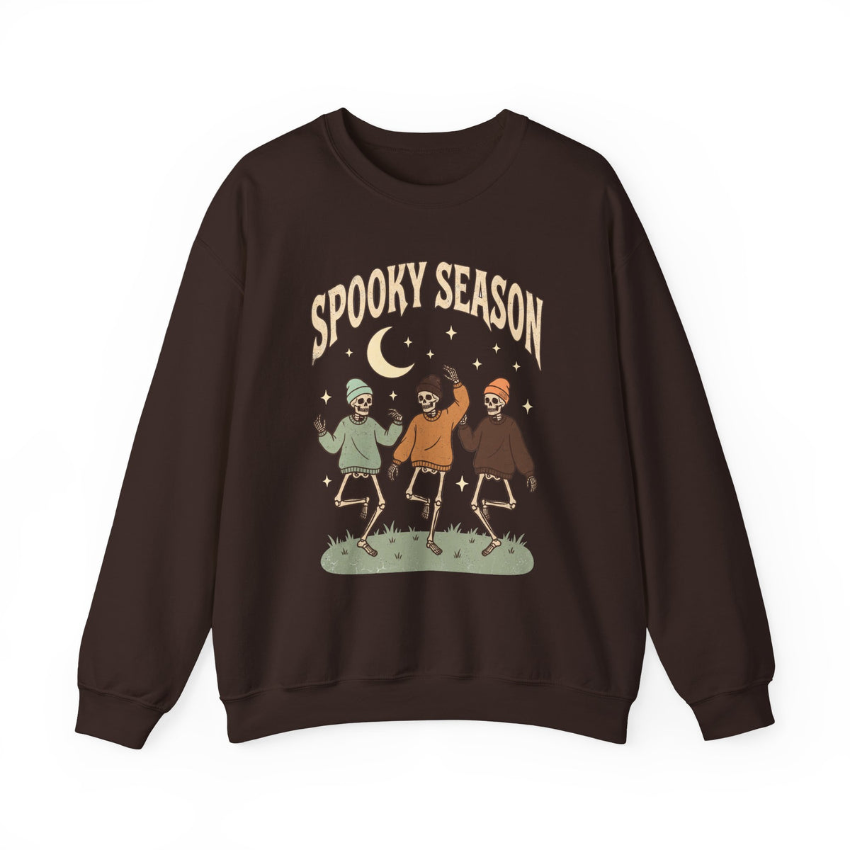 Spooky Season Crewneck Sweatshirt — Dancing Skeletons Halloween Pullover
