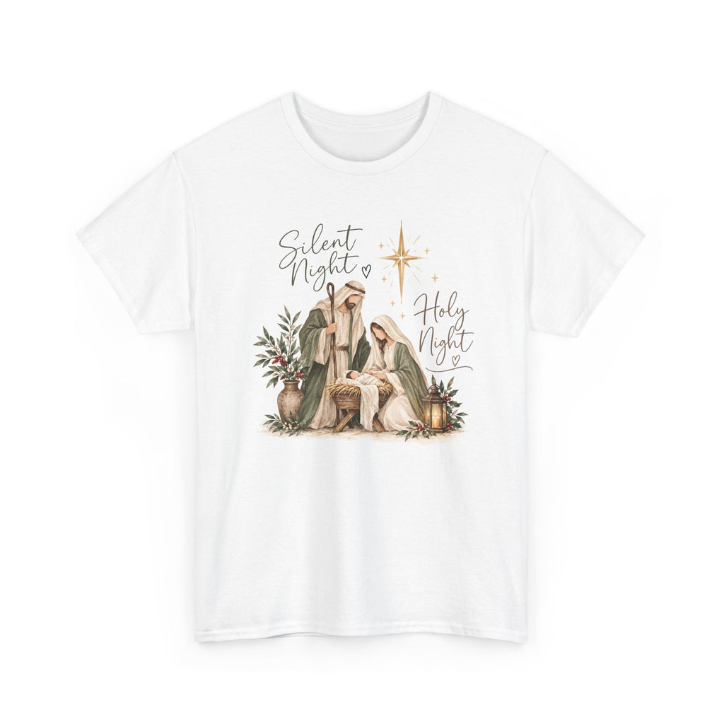 Silent Night Holy Night Nativity Christian Christmas T-Shirt