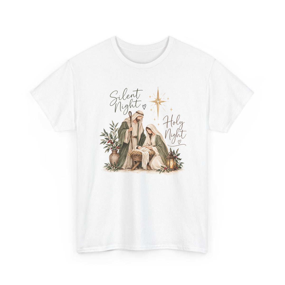 Silent Night Holy Night Nativity Christian Christmas T-Shirt
