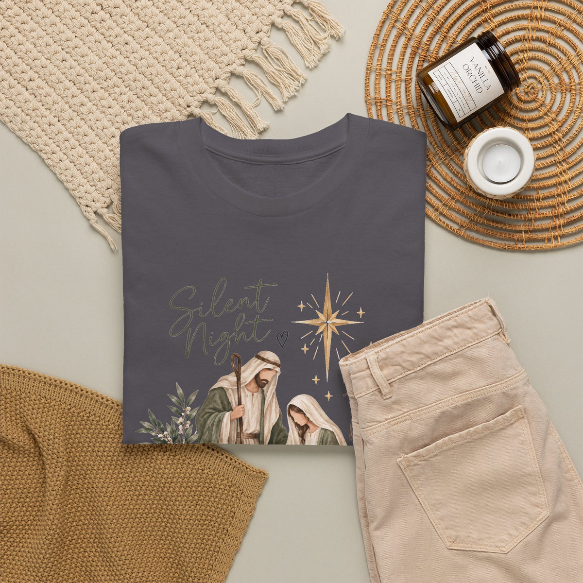 Silent Night Holy Night Nativity Christian Christmas T-Shirt