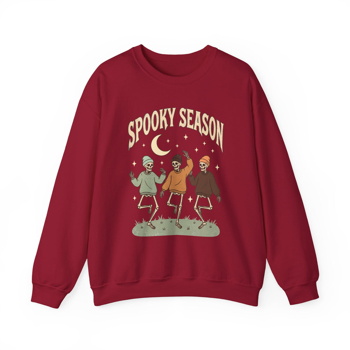 Spooky Season Crewneck Sweatshirt — Dancing Skeletons Halloween Pullover