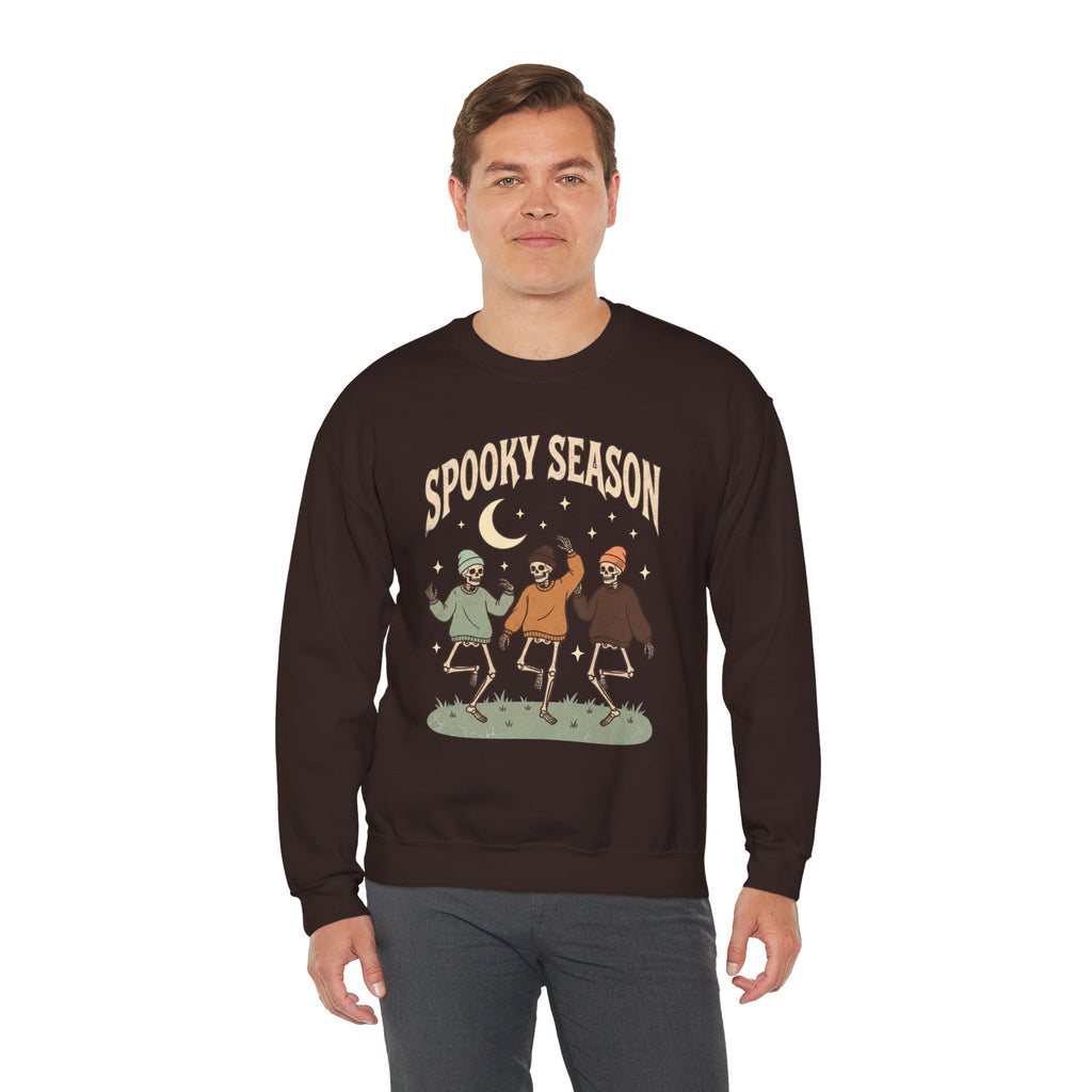 Spooky Season Crewneck Sweatshirt — Dancing Skeletons Halloween Pullover