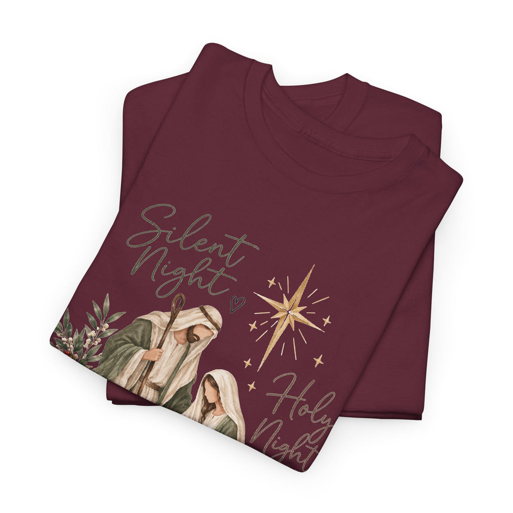 Silent Night Holy Night Nativity Christian Christmas T-Shirt