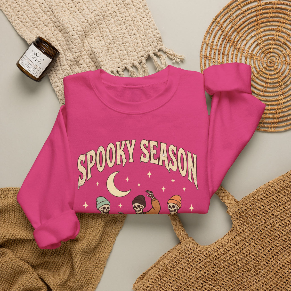 Spooky Season Crewneck Sweatshirt — Dancing Skeletons Halloween Pullover