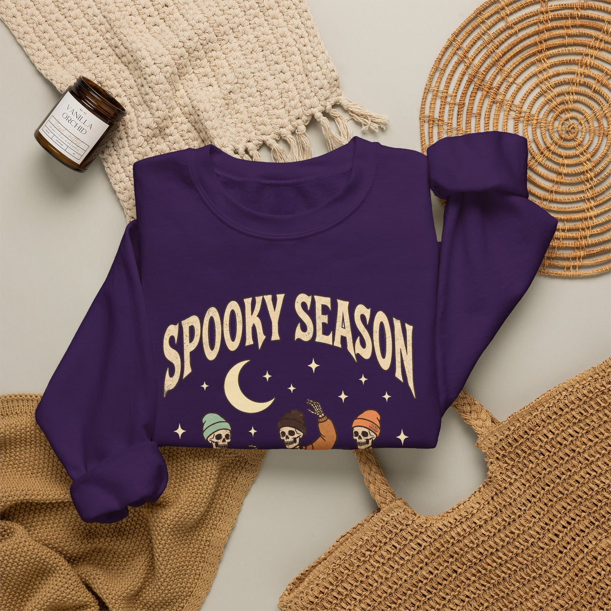 Spooky Season Crewneck Sweatshirt — Dancing Skeletons Halloween Pullover