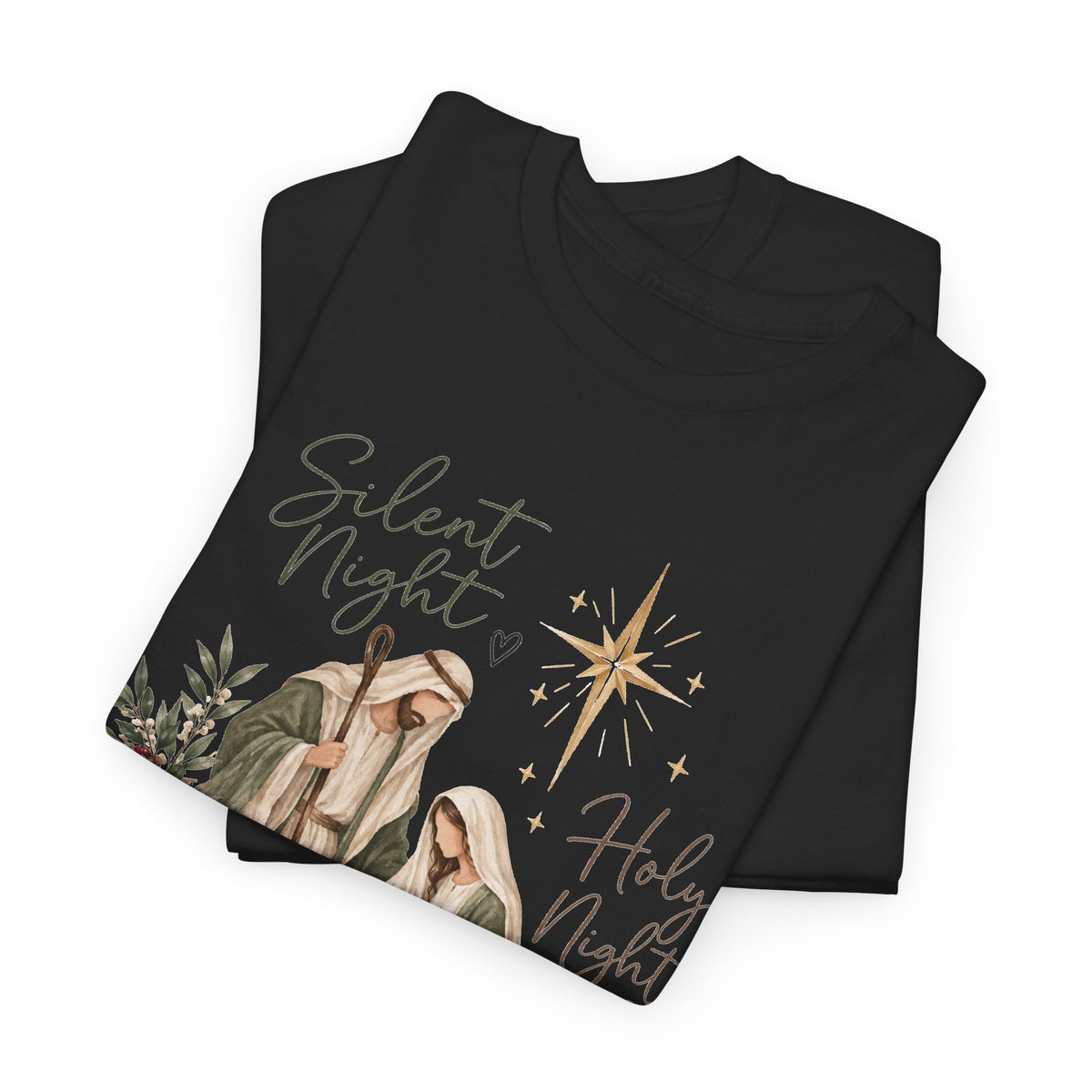 Silent Night Holy Night Nativity Christian Christmas T-Shirt