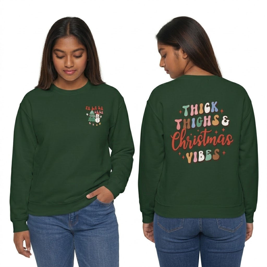Thick Thighs & Christmas Vibes Holiday Sweatshirt