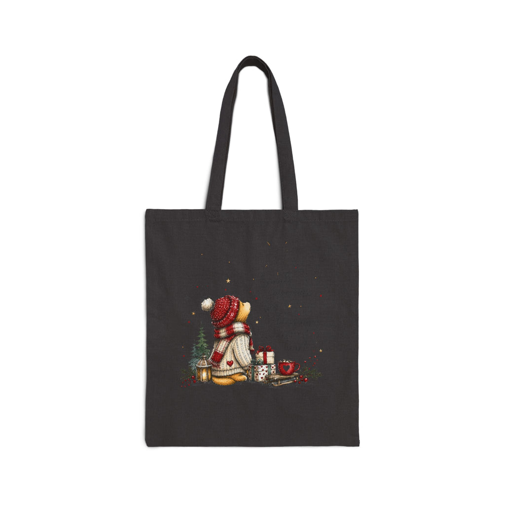 Cozy Winter Bear Canvas Tote Bag – Cute Christmas Gift for Book & Coffee Lovers