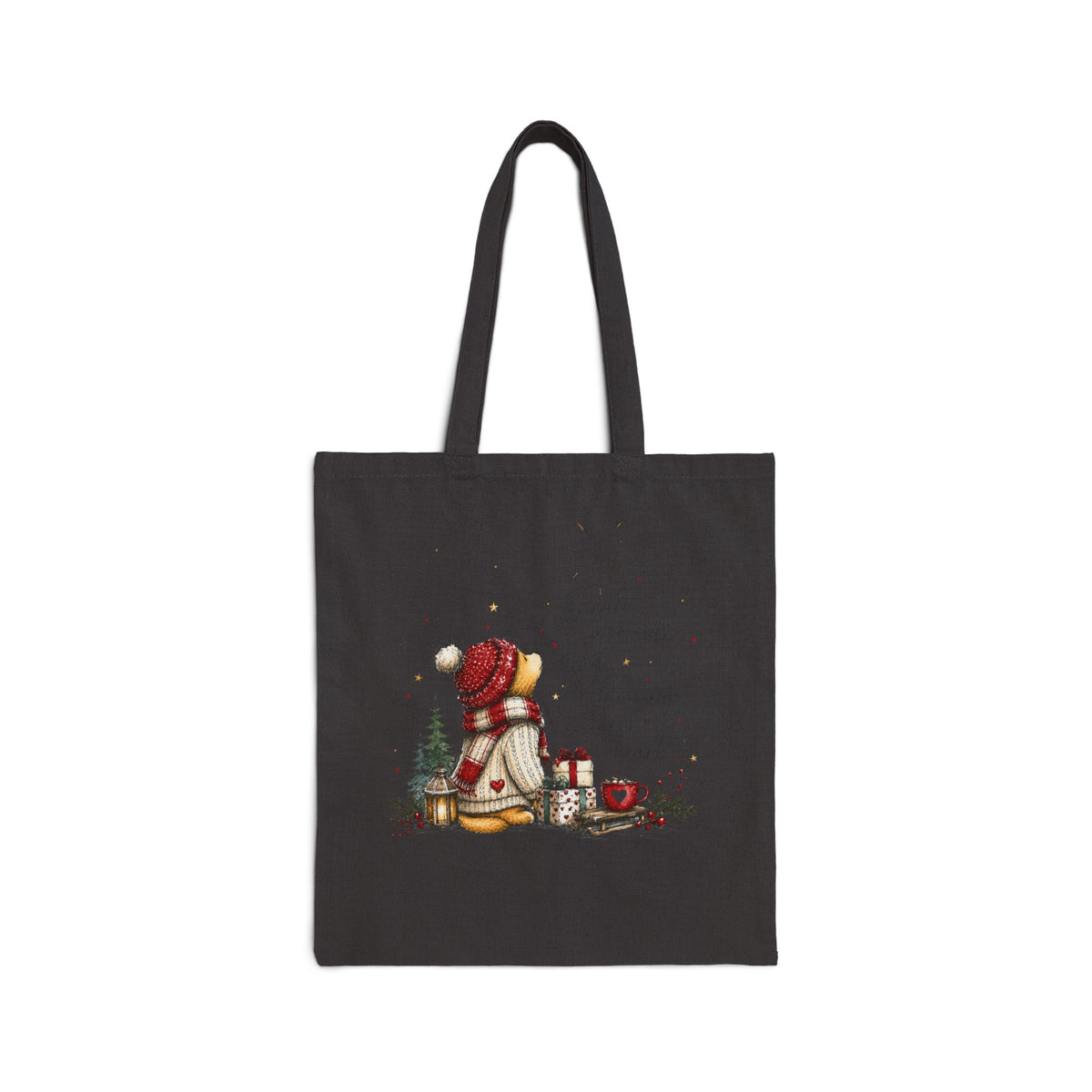 Cozy Winter Bear Canvas Tote Bag – Cute Christmas Gift for Book & Coffee Lovers