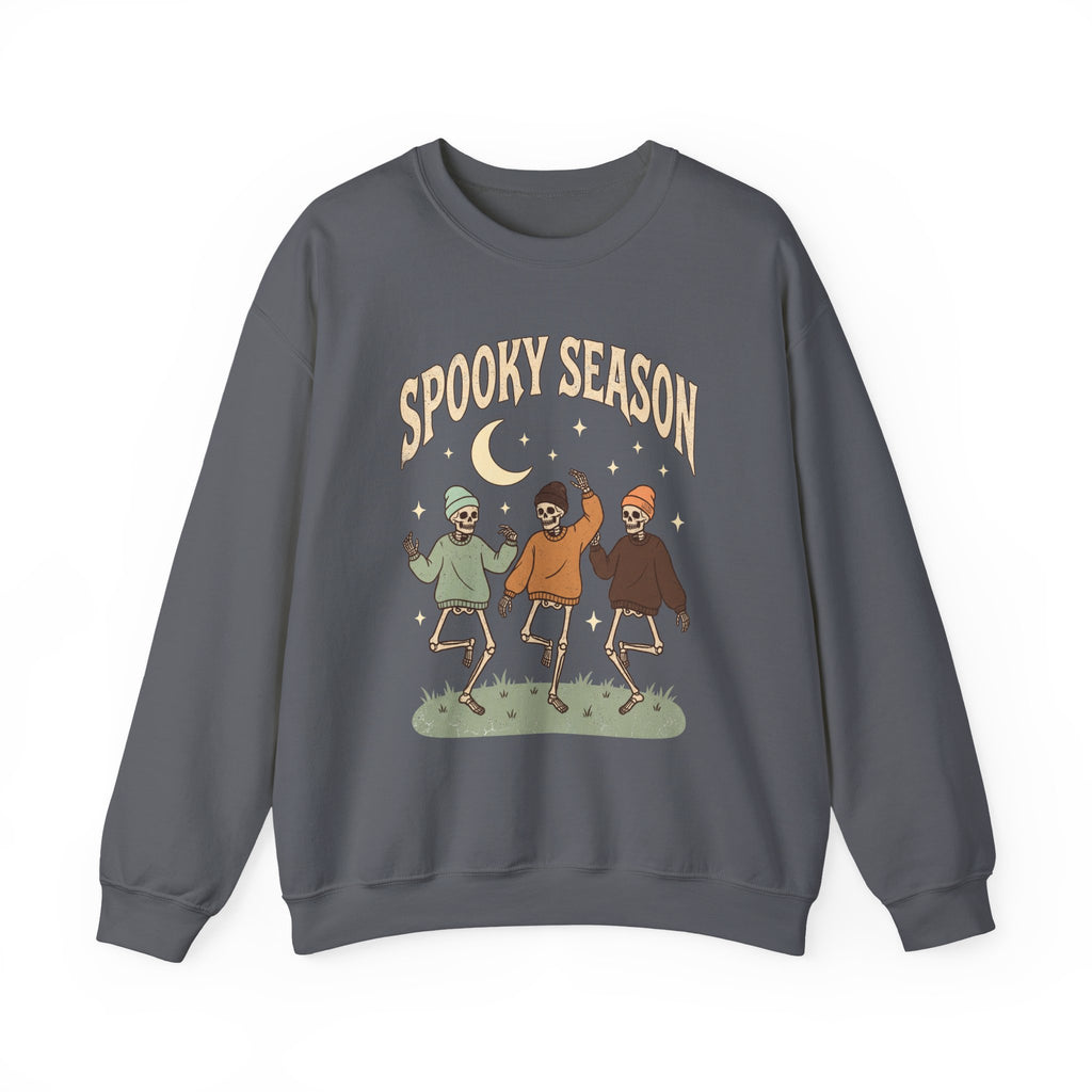 Spooky Season Crewneck Sweatshirt — Dancing Skeletons Halloween Pullover
