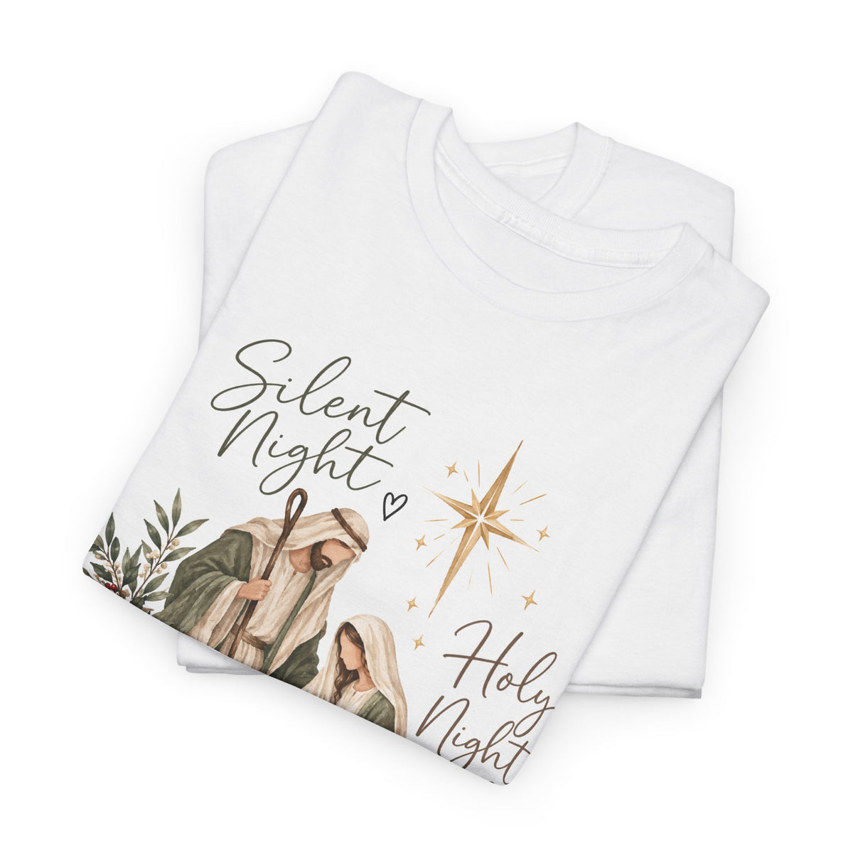 Silent Night Holy Night Nativity Christian Christmas T-Shirt