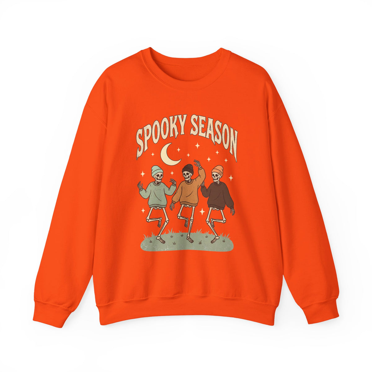 Spooky Season Crewneck Sweatshirt — Dancing Skeletons Halloween Pullover
