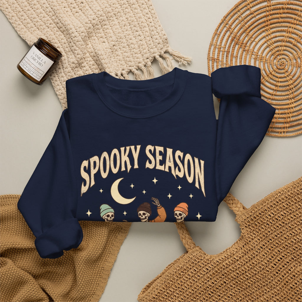 Spooky Season Crewneck Sweatshirt — Dancing Skeletons Halloween Pullover