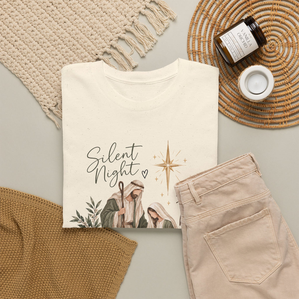 Silent Night Holy Night Nativity Christian Christmas T-Shirt