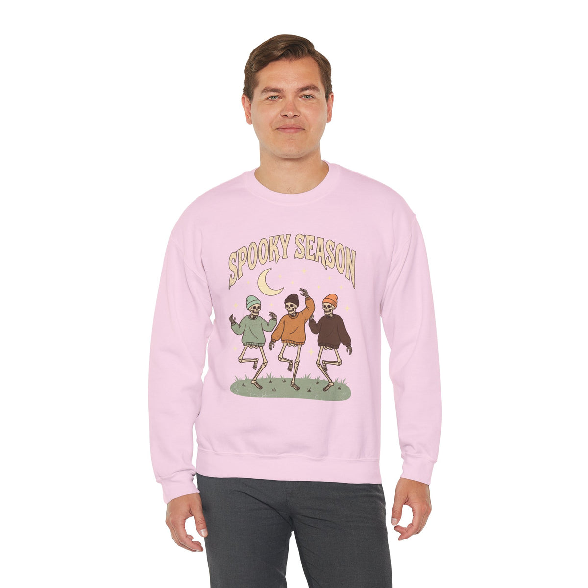 Spooky Season Crewneck Sweatshirt — Dancing Skeletons Halloween Pullover