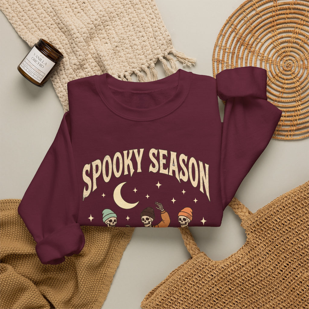 Spooky Season Crewneck Sweatshirt — Dancing Skeletons Halloween Pullover