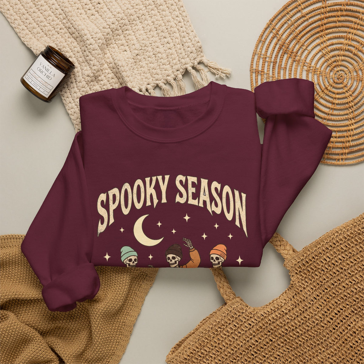 Spooky Season Crewneck Sweatshirt — Dancing Skeletons Halloween Pullover