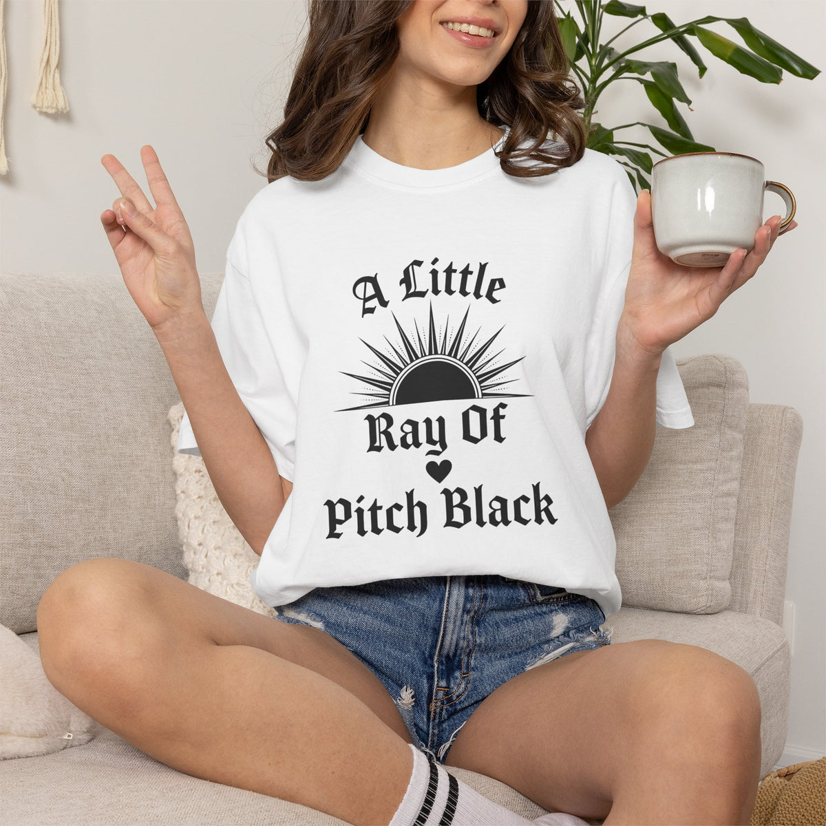 A Little Ray of Pitch Black Gothic Halloween T-Shirt