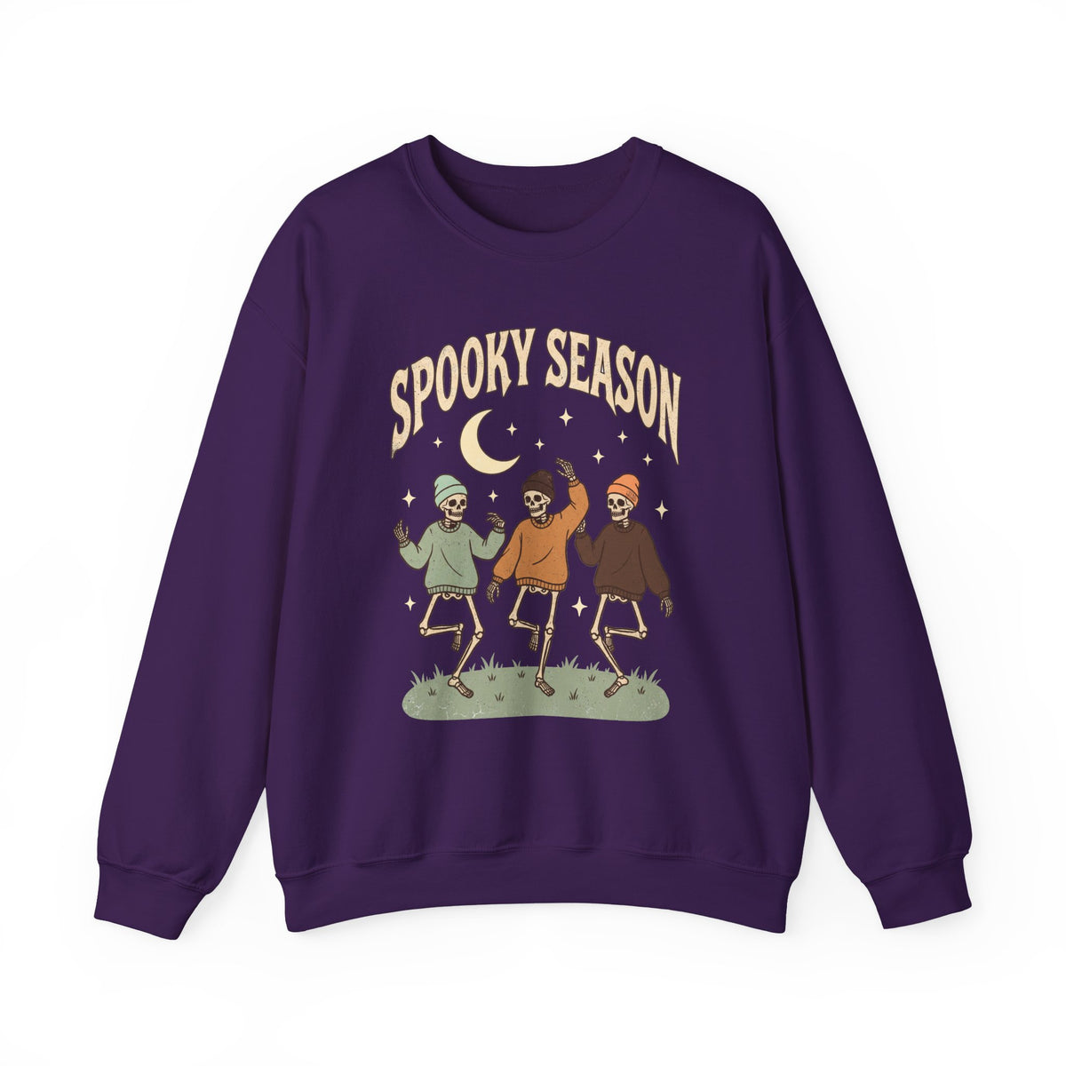 Spooky Season Crewneck Sweatshirt — Dancing Skeletons Halloween Pullover