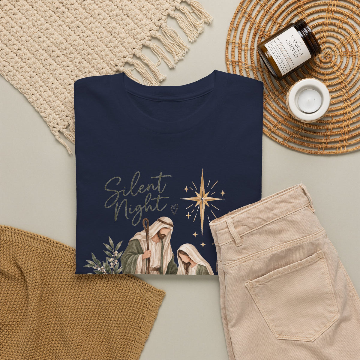 Silent Night Holy Night Nativity Christian Christmas T-Shirt