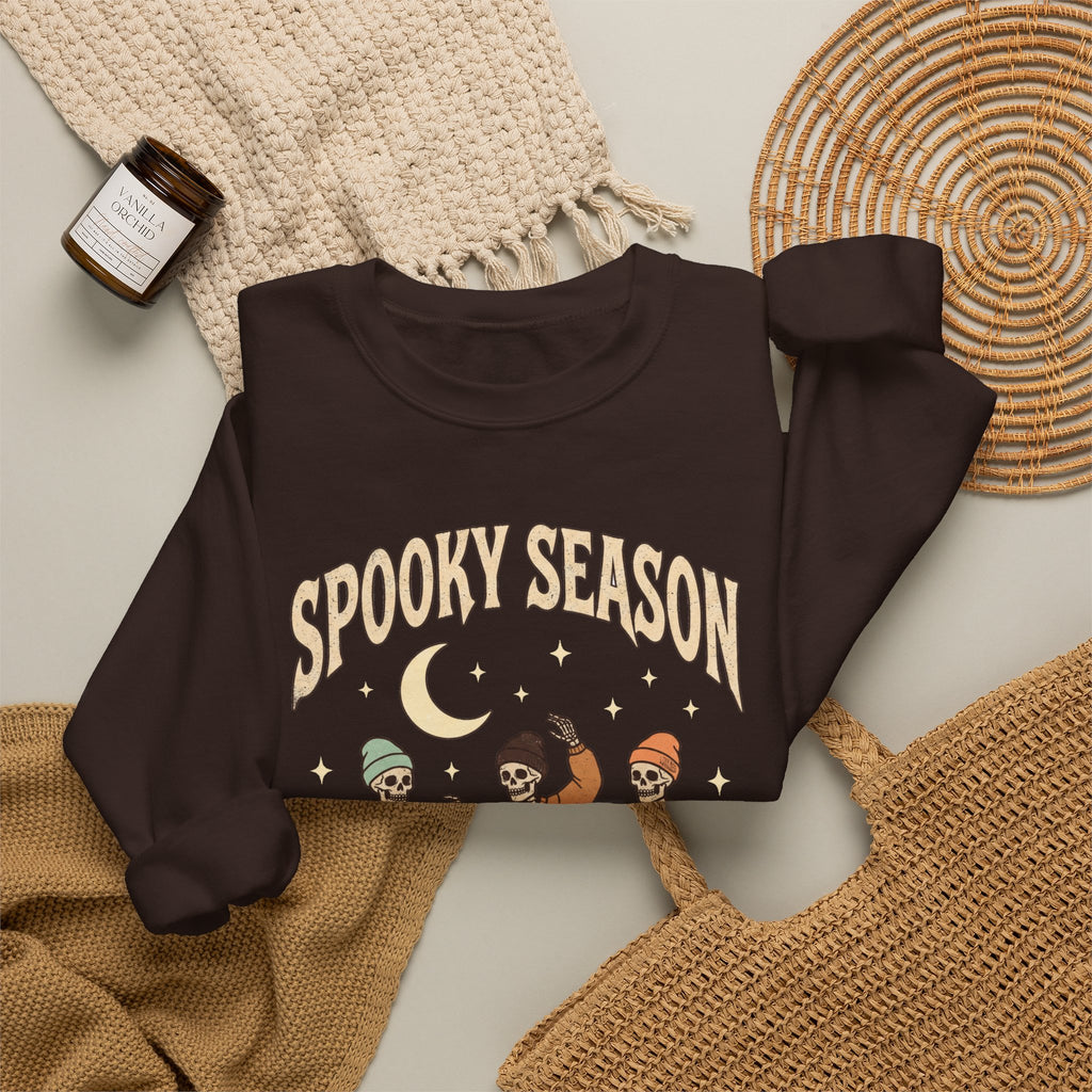 Spooky Season Crewneck Sweatshirt — Dancing Skeletons Halloween Pullover