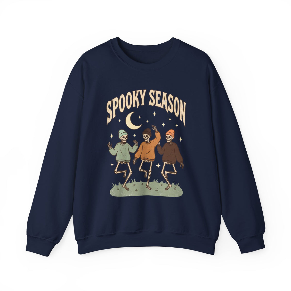 Spooky Season Crewneck Sweatshirt — Dancing Skeletons Halloween Pullover