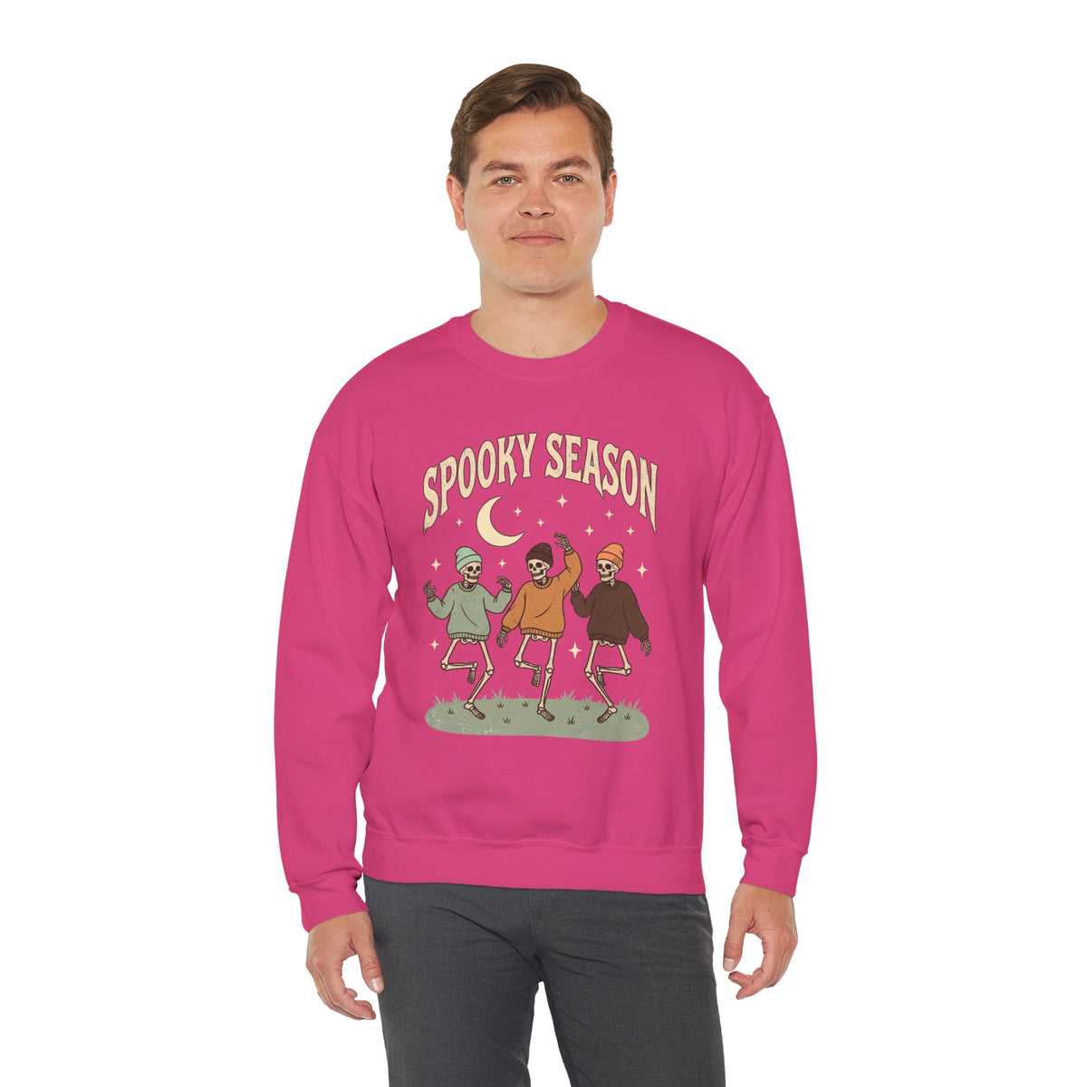 Spooky Season Crewneck Sweatshirt — Dancing Skeletons Halloween Pullover