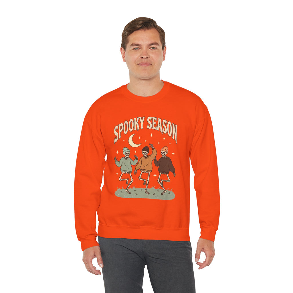 Spooky Season Crewneck Sweatshirt — Dancing Skeletons Halloween Pullover