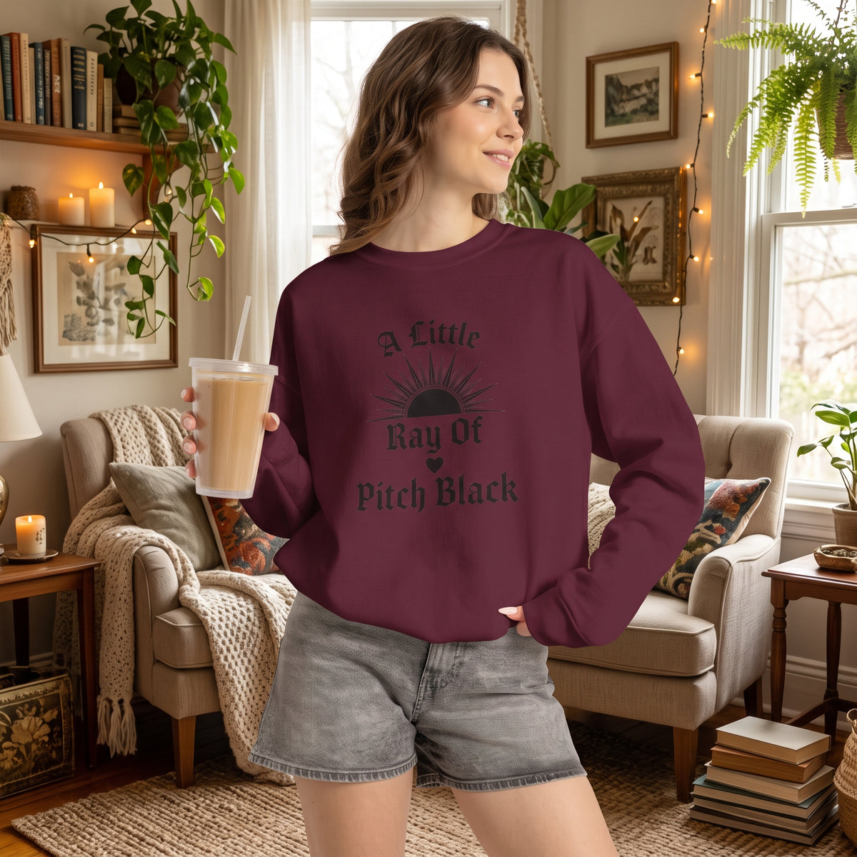 A Little Ray of Pitch Black Crewneck Sweatshirt